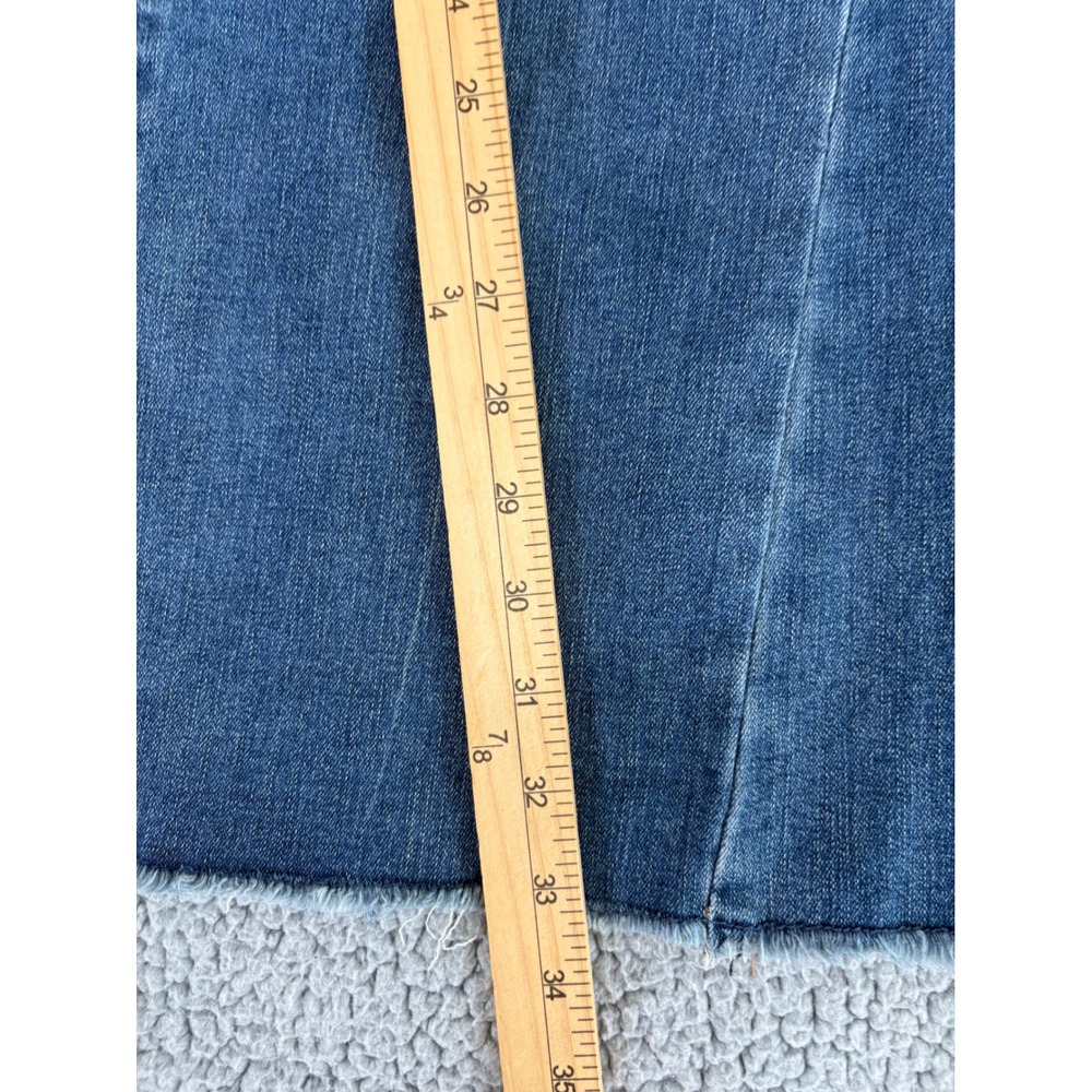 Seven7 Jeans Womens 12 High Rise Button Fly Flare Raw Hem Medium Wash - Picture 11 of 11